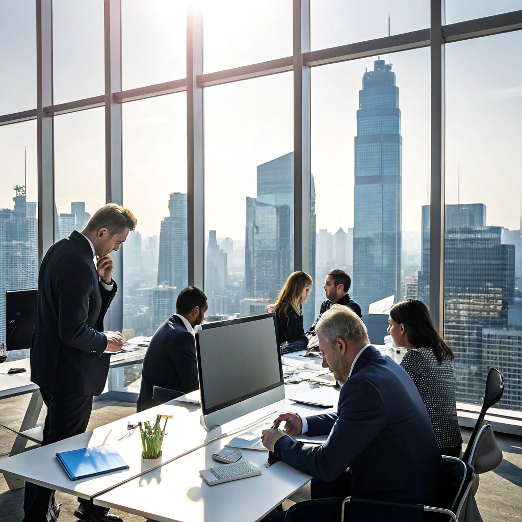 Finance professionals discussing strategies